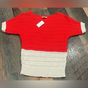 LOFT NWT Vibrant Red/orange  and Soft Cream Sweater in size XS